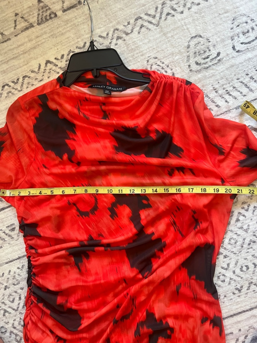 Ashley Graham Orange and Black Floral-Print Long Sleeve Midi Dress - Picture 4 of 7